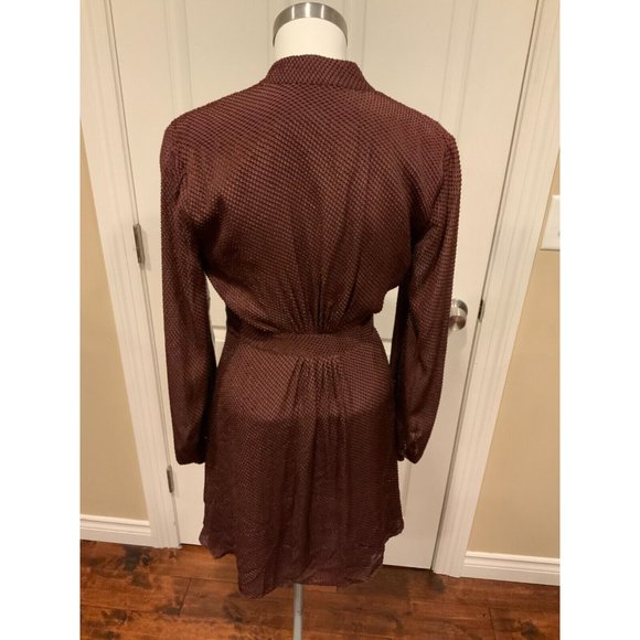 Equipment Maroon Allaire Textured Silk Long Sleeve Wrap Dress, Size 4 NWT - Picture 7 of 10